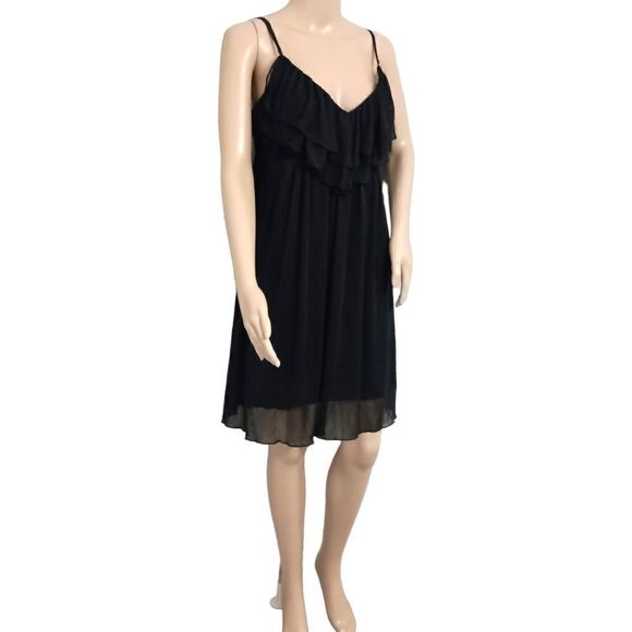 Witchy Y2K Babydoll Sheer Layered Dress Sz M Ruffle Neck Black Goth Whimsigoth - Picture 5 of 16